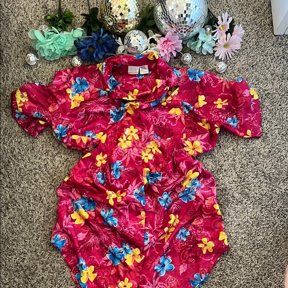 Vintage Tropical Button Down Dress